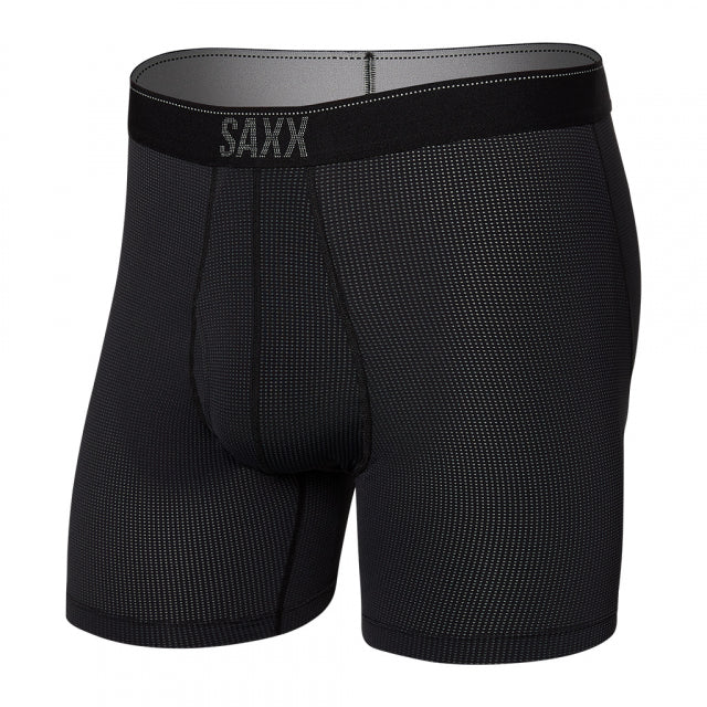 Saxx Men's Quest Quick Dry Mesh Boxer Brief Fly Black II