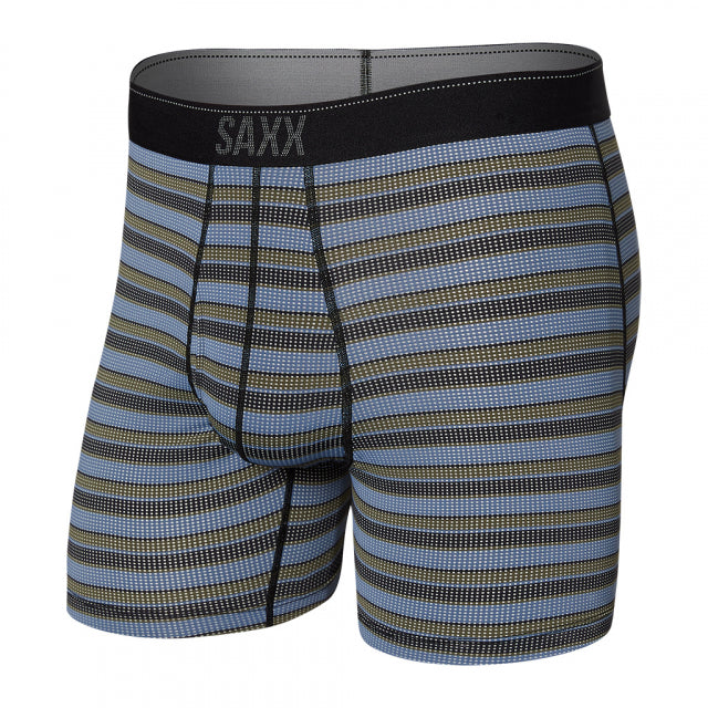 Saxx Men's Quest Quick Dry Mesh Boxer Brief Fly Solar Stripe- Twilight