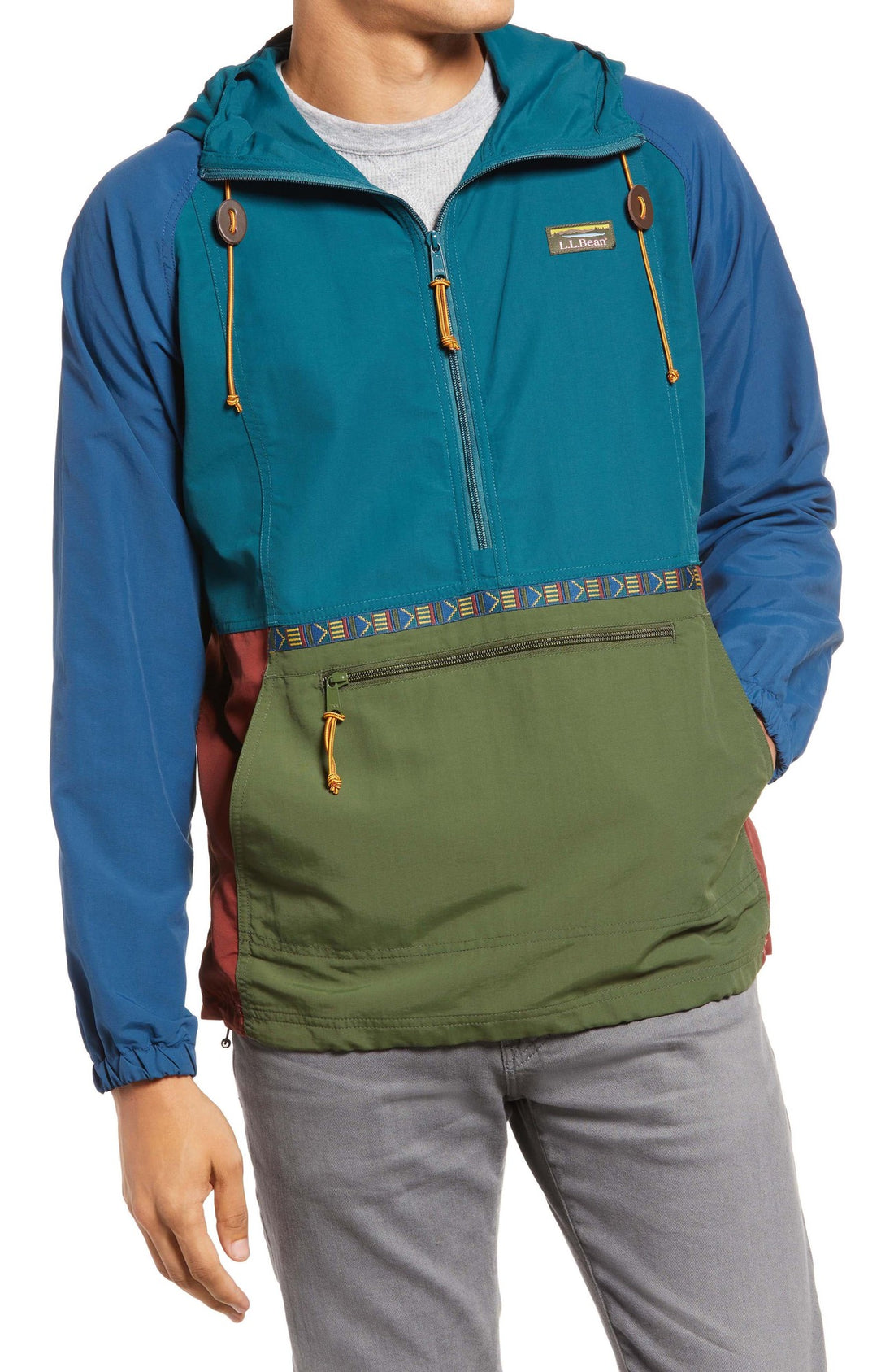 LL Bean Men's Mountain Classic Anorak Multi Color Regular