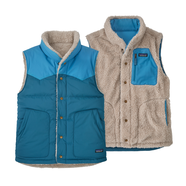 Patagonia Men's Reversible Bivy Down Vest Wavy Blue