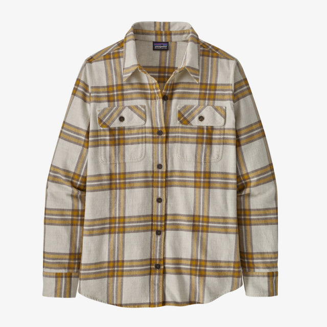 Patagonia Women's Long-Sleeved Organic Cotton Midweight Fjord Flannel Shirt Tundra: Birch White