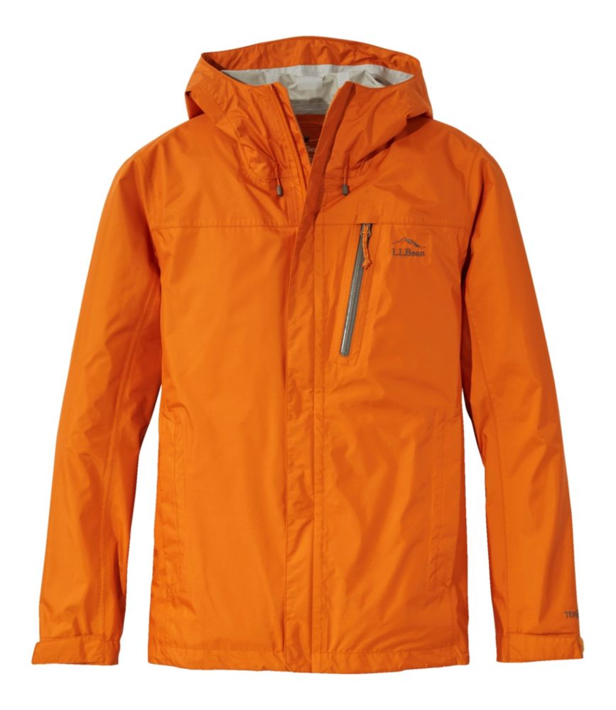 LL Bean Men's Trail Model Rain Jacket Regular Amber Orange