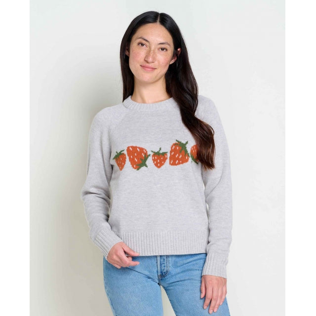 Toad & Co. Womens Cazadero Crew Sweater Heather Grey Strawberry