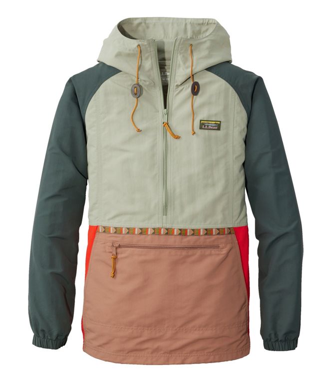 LL Bean Men's Mountain Classic Anorak Multi Color Regular Faded Olive/ Golden Ash