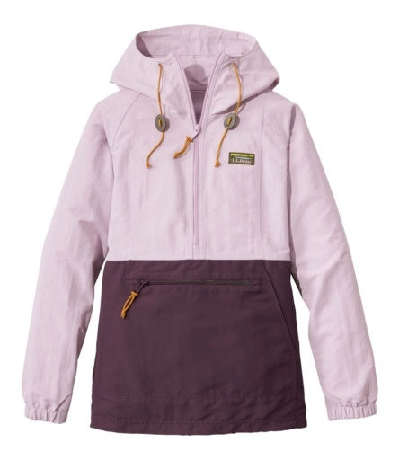 LL Bean Women's Mountain Classic Anorak Multi Color Lavender Ice/ Eggplant