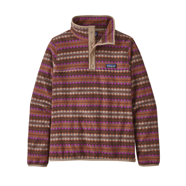 Patagonia Women's Micro D Snap-T Pullover Diamond tripe: Sisu Brown / S