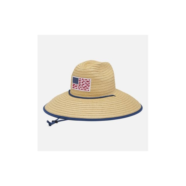 Columbia PFG Straw Lifeguard Hat Straw, Fish Flag