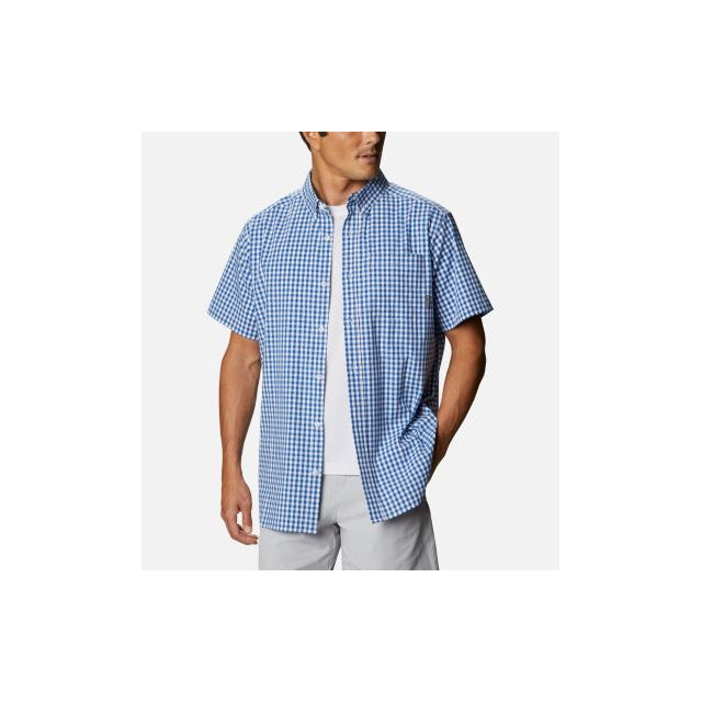 Columbia Men's Rapid Rivers II Short Sleeve Shirt Bright Indigo Gingham