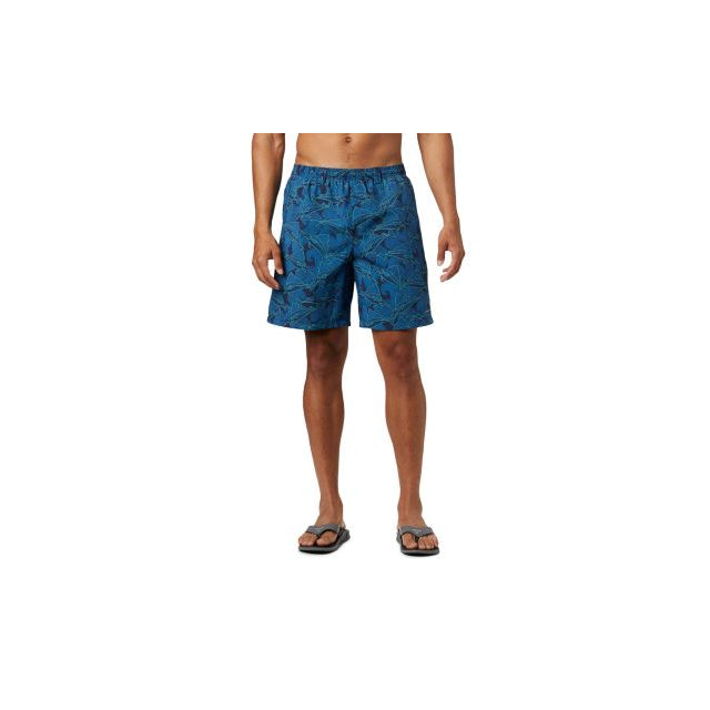 Columbia Men's Super Backcast Water Short Collegiate Navy Fish Wave Print