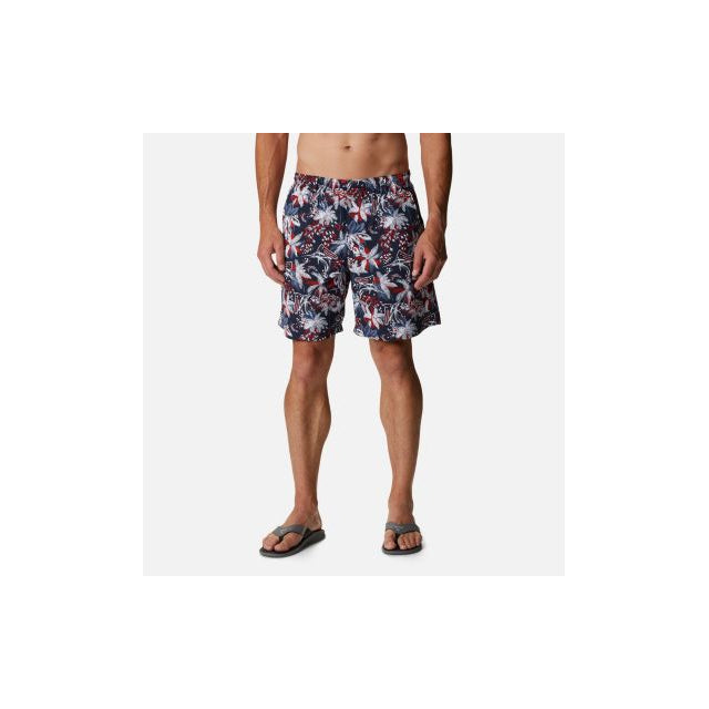 Columbia Men's Super Backcast Water Short Collegiate Navy Fireworks Fish Print