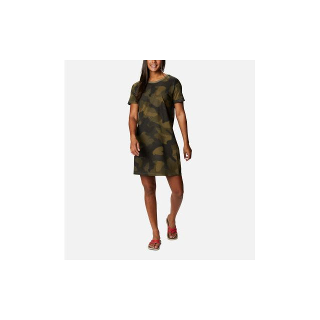 Columbia Women's Park Printed Dress tone Green Spotted Camo / S