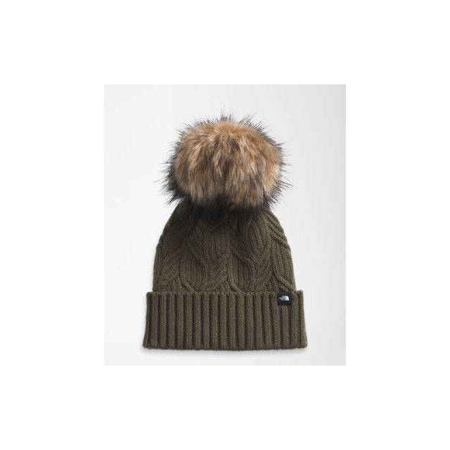 The North Face Women's Oh-Mega Fur Pom Beanie New Taupe Green